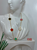 Tricolor necklace and earrings