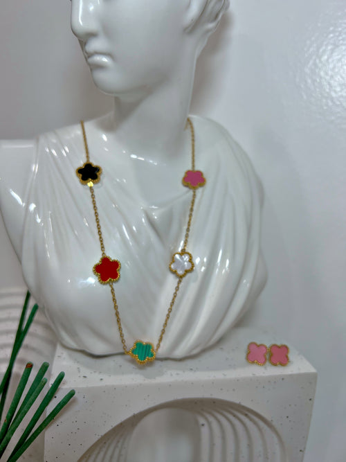 Tricolor necklace and earrings
